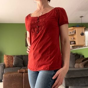 Lucky Brand Top with Crochet Detail